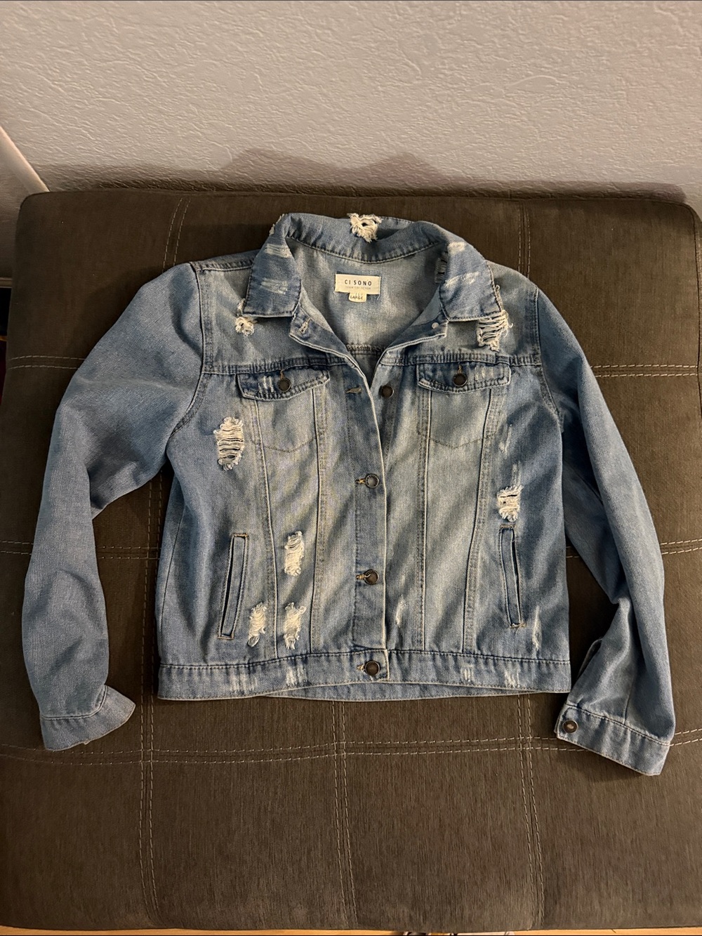 Light Blue Distressed Denim Jacket